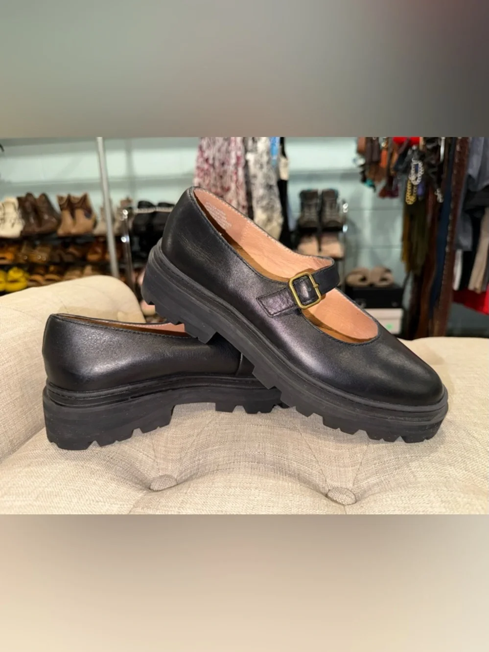 Madewell The Freya Platform Lugsole Mary Jane In True Black Leather Size 8 $158 - Picture 5 of 11